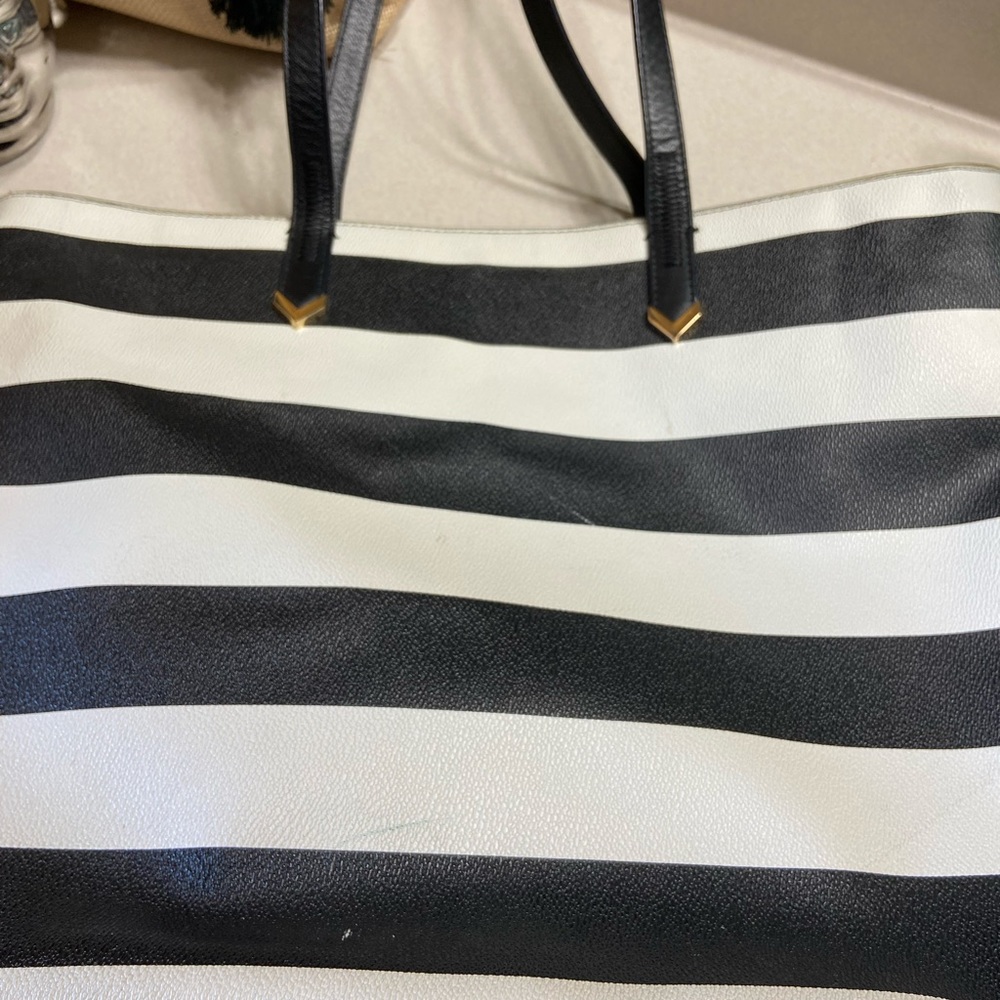 Stella & Dot black/ white striped tote